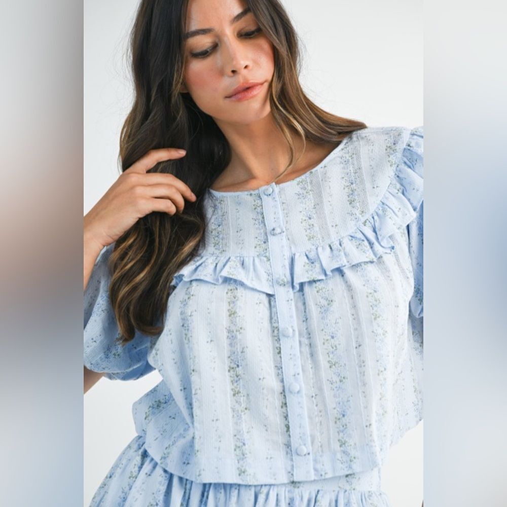Light Blue Ruffled Two-Piece Set - Picture 11 of 16